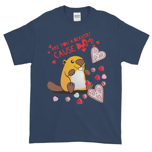 Are You a Beaver Funny Valentine's Day Short-Sleeve T-Shirt - Image 3