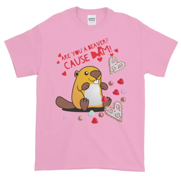 Are You a Beaver Funny Valentine's Day Short-Sleeve T-Shirt - Image 6