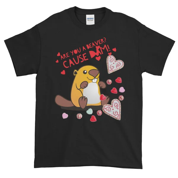 Are You a Beaver Funny Valentine's Day Short-Sleeve T-Shirt - Image 2